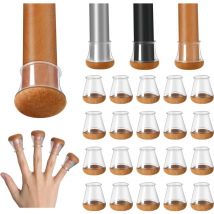 Protection Pied de Chaise, 20 pièces Petits protecteurs de Sol en Silicone Transparent avec Feutre enveloppé, Couvre-Jambes de Chaise Capuchons de
