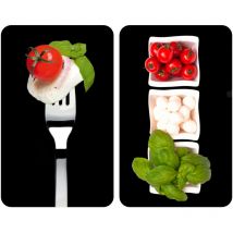 Protection plaque de cuisson 'Caprese' en verre trempé Wenko Pour toute plaques, Couvre plaque de cuisson, planche à découper, Lot de 2, 52x30cm,