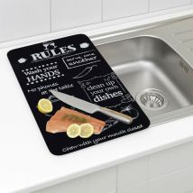 Protection plaque de Cuisson Wenko Lot de 2 Couvre plaque de cuisson en Verre Trempé - Gazinière - Motif Kitchen Rules - 30x52 cm