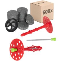 Dämmstoffdübel Stabil - Set Ø8x140mm Stahlnagel (500 St + 600 Rondelle + 1 Fräser) - Protektor