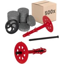 Protektor - Dämmstoffdübel Standard - Set Ø10x100mm Kunststoffnagel (500 St + 600 Rond. +1 Fräser)