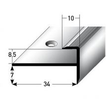 Einfassprofil 34 x 15.5 x 1000 mm Aluminium eloxiert Abschlussprofil Silber Geriffelt Gebohrt - Proviston