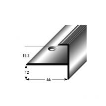 Proviston - Einfassprofil 44 X 27.3 X 1000 Mm Aluminium Eloxiert Abschlussprofil Silber Geriffelt Gebohrt