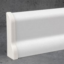 Endkappen Links und Rechts für Klick-Sockelleiste mit Integrierter Schattenfuge 16 x 58 mm mdf foliert Weiß Fußleiste mit Klick-Befestigung