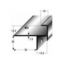 Laminat-Parkett-Treppenkante Aluminium eloxiert Goldfarbig Breite 33 mm Höhe 13.3 mm Länge 1000 mm Gebohrt Treppenkantenprofil Treppenwinkel