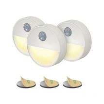 Proxinova - Veilleuse à détecteur de mouvement pir - 3 pièces - Lumière led jaune chaud avec alimentation par piles, sans fil, idéale pour les salles