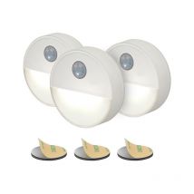 Proxinova Veilleuse à détecteur de mouvement PIR - 3 pièces - Veilleuse LED blanc froid avec batterie de basse consommation pour armoires, salles de
