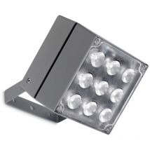 Leds-c4 - Proyector IP65 Cube 9 LEDs led 38.4 Blanco Cálido - 3000K Gris Urbano 2117LM para Exterior de Pared, Jardín, Terraza