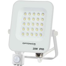 Optonica - Proyector led con detector blanco 20W IP65 impermeable 1800lm blanco caliente 3000K
