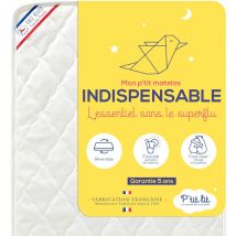 P'tit Lit - Matelas Bébé Indispensable - 60x120 cm - Climatisé : 1 face Été / 1 face Hiver - Oeko Tex - Fabrication Française