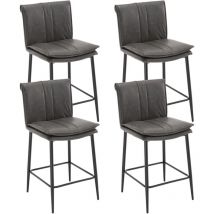 Wahson Office Chairs - Bar Stools Set of 4 in pu Leather Upholstered Modern Counter Chairs with Backrest for Kitchen Home Bar Restaurant, Gray, Wahson