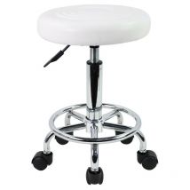 Kktoner - pu Cuero Taburete Rodante Redondo con Reposapiés Giratorio Ajuste de altura Spa Salón de dibujo Tatuaje Trabajo Oficina Masajes Taburetes