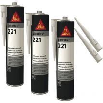 Sika - flex-221 Witterungsbeständiger haftstarker Dichtstoff, 300ml, schwarz, 3 Set mit 5 Düsenspitzen
