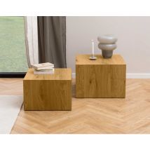 Lisa Design - Pueblo - lot de 2 tables basses - effet bois - 58 et 50 cm