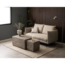 Pueblo - lot de 2 tables basses - effet marbre gris - 100 et 44 cm