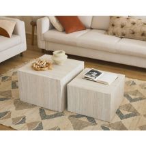 Lisa Design - Pueblo - lot de 2 tables basses - effet travertin - 58 et 50 cm