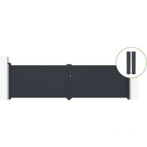 Casanoov - Puerta abatible 4m eiger Al.115cm aluminio gris + 2 postes 20x20cm Al.166cm