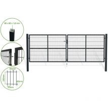 Casanoov - Puerta abatible de malla gris razo 4m Alt.140cm