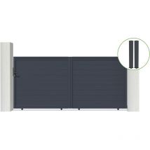 Casanoov - Puerta corredera 3,5m eiger H.160cm aluminio gris + 2 postes 20x20cm H.190cm
