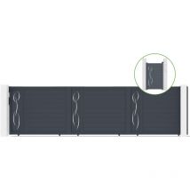 Portail coulissant 6m LIFE H.160cm alu + portillon LIFE H160 GRIS