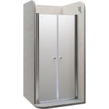 Moments Of Glass Mampara De Ducha 84-88 Cm Altura: 185 Cm Con Puerta Doble Abatible 6mm Vidrio Satinado De Seguridad - Dtf