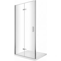 Giorgy - Puerta plegable abatible para ducha, instalación en nicho, altura 190 cm, cromo transparente antical, tamaño 83-86,5