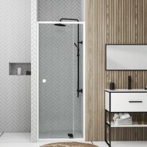 Puerta de Ducha Abatible Estructura blanca-Extensible 78 a 90 x185cm-WHITY