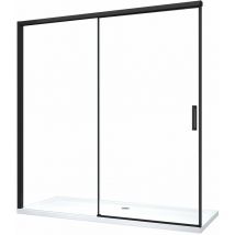 Puerta de ducha para instalación en nicho con cierre suave Soft Close h 200, marco negro mate de 8 mm Cm 170 (167-170)