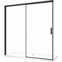 Giorgy - Puerta de ducha para instalación en nicho con cierre suave Soft Close h 200, marco negro mate de 8 mm Cm 130 (127-130)