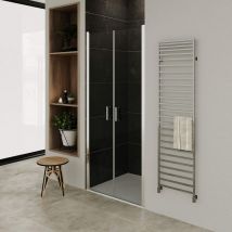 Moments Of Glass - Mampara de ducha puerta doble abatible, rango de ajuste de 101-104cm, altura: 180 cm, vidrio transparente de seguridad de 6mm - nc