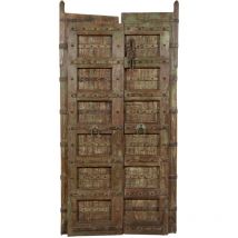 Puerta de madera maciza y hierro para interior o exterior antigua medieval