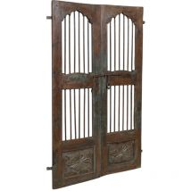 Puerta de madera maciza y hierro para interior o exterior antigua medieval