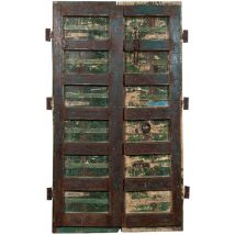 Biscottini - Puerta de madera maciza y hierro para uso interior o exterior antiguo y medieval deslizante