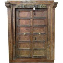 Wanderlust Deco - Puerta de madera marrón con acabado artesanal 140x15x190h cm