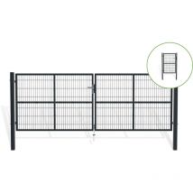 Casanoov - Puerta de malla 4m H.140cm razo + Puerta 1m razo H.140cm Gris