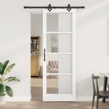 Torana - Puerta Deslizante con Juego de Herrajes Blanca 83x232 cm Madera Sólida de Pino