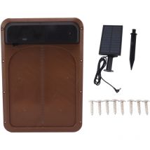 Rosvola - Puerta para gallinero con sensor de luz, puerta para gallinero con funcionamiento solar y a batería (marrón)