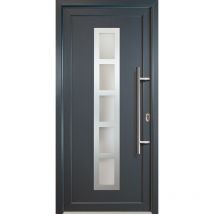 Meeth - Puertas de casa clásico modelo 51, dentro: blanco, fuera: titanio ancho: 88cm, altura: 208cm chapa derecha