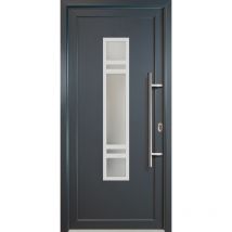 Meeth - Puertas de casa clásico modelo 83, dentro: blanco, fuera: titanio ancho: 108cm, altura: 208cm chapa derecha