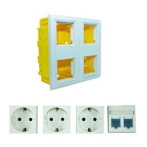 JSL - Puesto de Trabajo de Empotrar 4 Módulos Compuesto 3E + 2 RJ45 cat.6