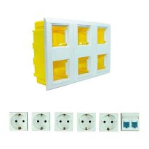 JSL - Puesto de Trabajo de Empotrar 6 Módulos completo con 5E + 2 RJ45 cat.6