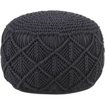 Longziming - Furniture Limited - Puf de macramé hecho a mano algodón gris
