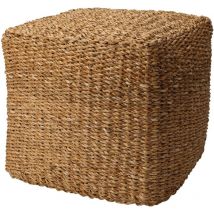 Home Styling - Puf redondo natural de hierba marina 40x40x38 cm Home&Styling