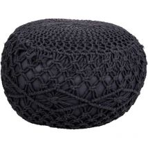 Puff de algodón trenzado negro 45x45x30