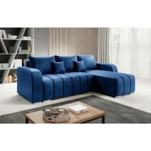 Romano - Puffo Universal L-Shape Velvet Corner Sofa Bed - Navy Blue