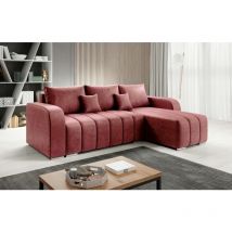 Romano - Puffo Universal L-Shape Velvet Corner Sofa Bed - Salmon