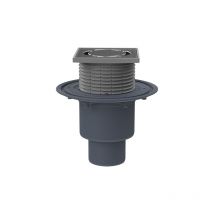 Ferrari Srl - Puisard au sol DN50/75/110, support de grille 123x123mm, grille en acier inoxydable 115x115mm et piège à odeurs amovible