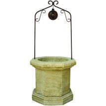 Puit d ́eau décoratif pour le jardin en pierre reconstituée 90X90X202cm.