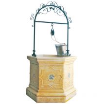 Framusa - Puits d'eau Brocal de pierre reconstituée Modelo Danubio 112x210cm. Ocre