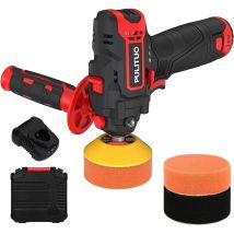 PULITUO 12V Cordless Car Buffer Polisher,0-2600/7800 RPM Variable Speed Cordless Car Polisher with 2 Polishing Pads & 5 Sandpapers, 2000mAh Battery &